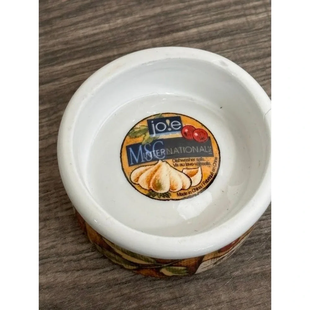 Joie MSC International Ceramic Mini Mortar and Pestle Set Spices Garlic Design
